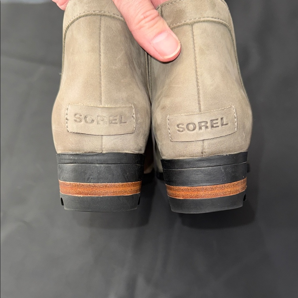 Sorel Women's Suede Ankle Booties in Light Taupe - Picture 8 of 9